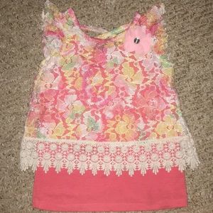 Nannette lace overlay tank 3t